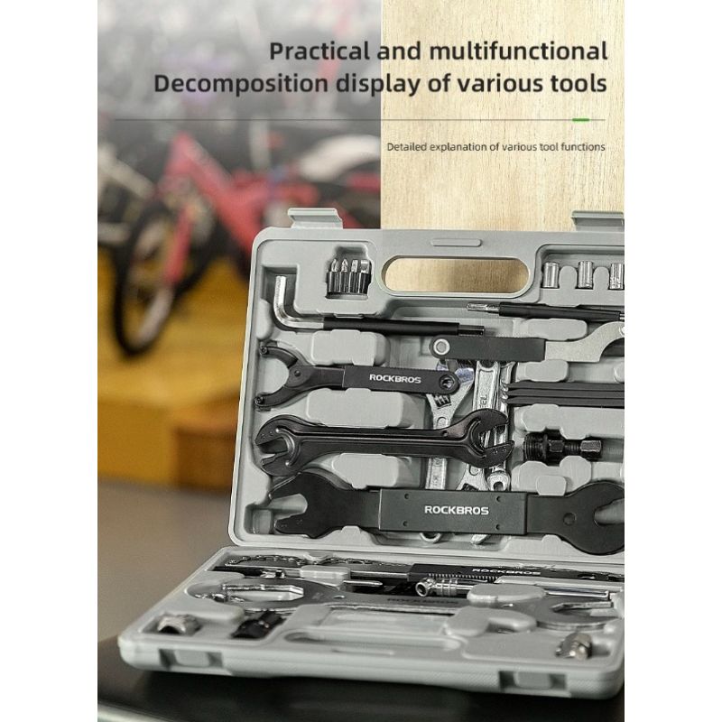 ROCKBROS Fahrrad-Reparaturwerkzeug-Set Multifunktionales Reparaturset aus langlebigem Kohlenstoffstahl