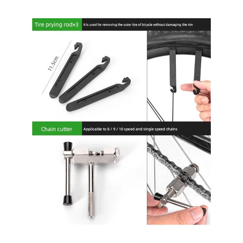 ROCKBROS Fahrrad-Reparaturwerkzeug-Set Multifunktionales Reparaturset aus langlebigem Kohlenstoffstahl