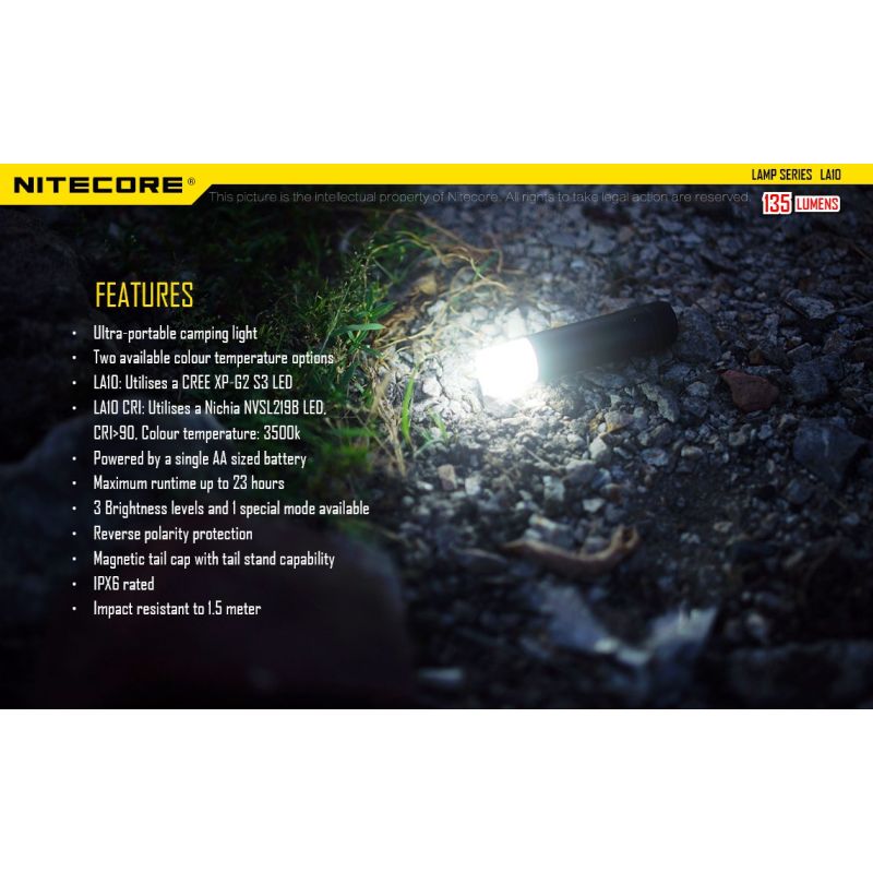 Nitecore LA10 Mini EDC Taschenlampe 135 Lumen kompakte Outdoor AA Batterie Lampe mit Drehmechanismus