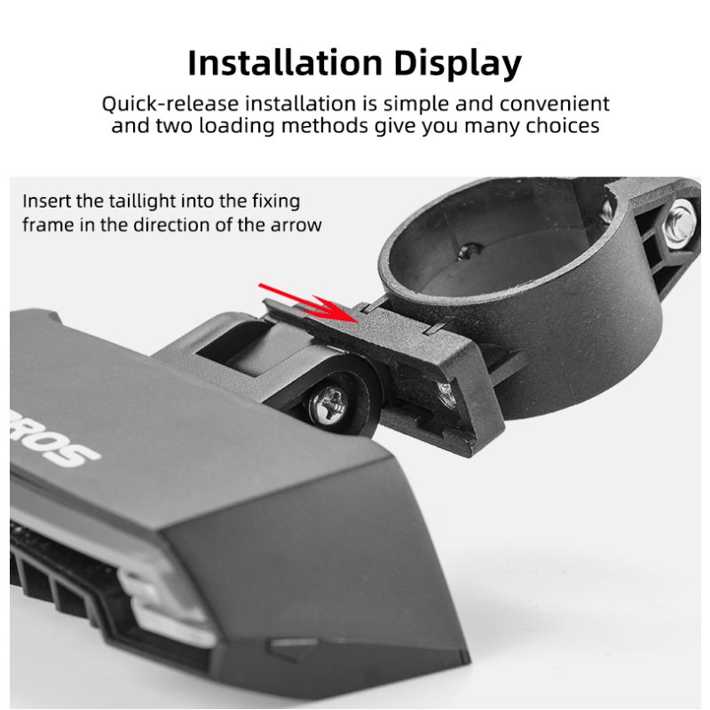 ROCKBROS LKWD-R1 Smart USB LED Fahrradlampe mit kabelloser Fernbedienung und Laserprojektor für Fahrradsicherheit