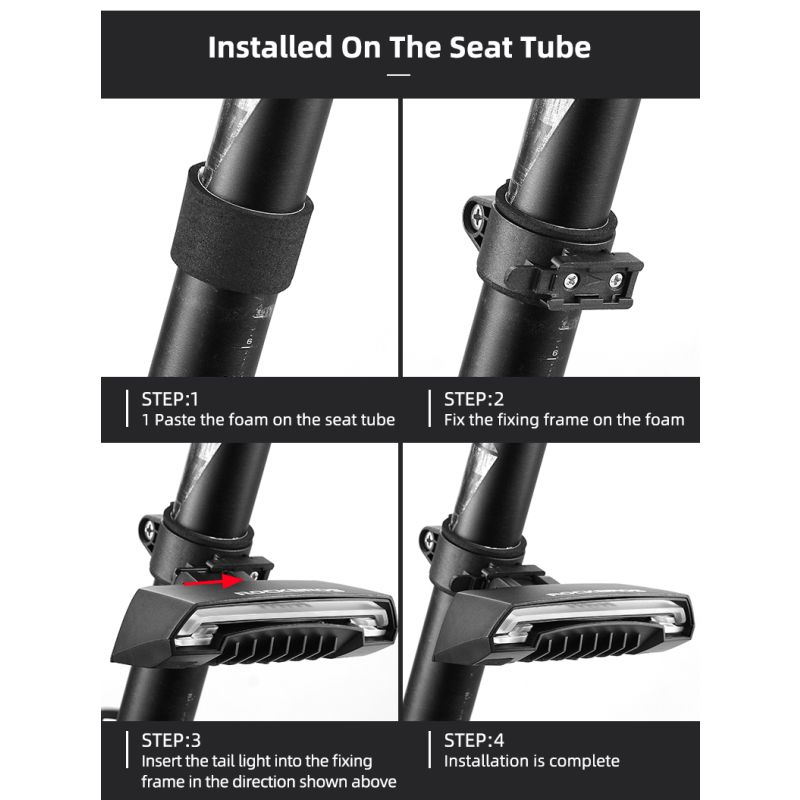 ROCKBROS LKWD-R1 Smart USB LED Fahrradlampe mit kabelloser Fernbedienung und Laserprojektor für Fahrradsicherheit
