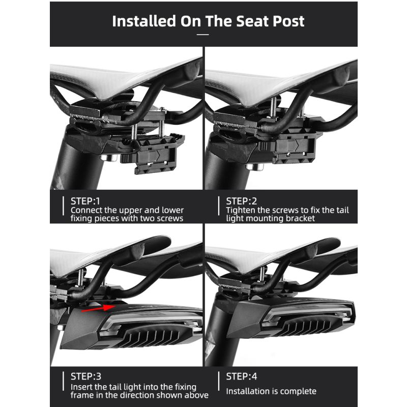 ROCKBROS LKWD-R1 Smart USB LED Fahrradlampe mit kabelloser Fernbedienung und Laserprojektor für Fahrradsicherheit