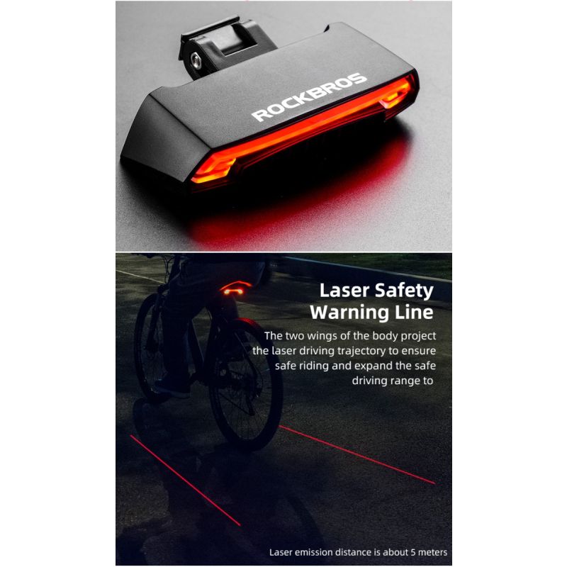 ROCKBROS LKWD-R1 Smart USB LED Fahrradlampe mit kabelloser Fernbedienung und Laserprojektor für Fahrradsicherheit