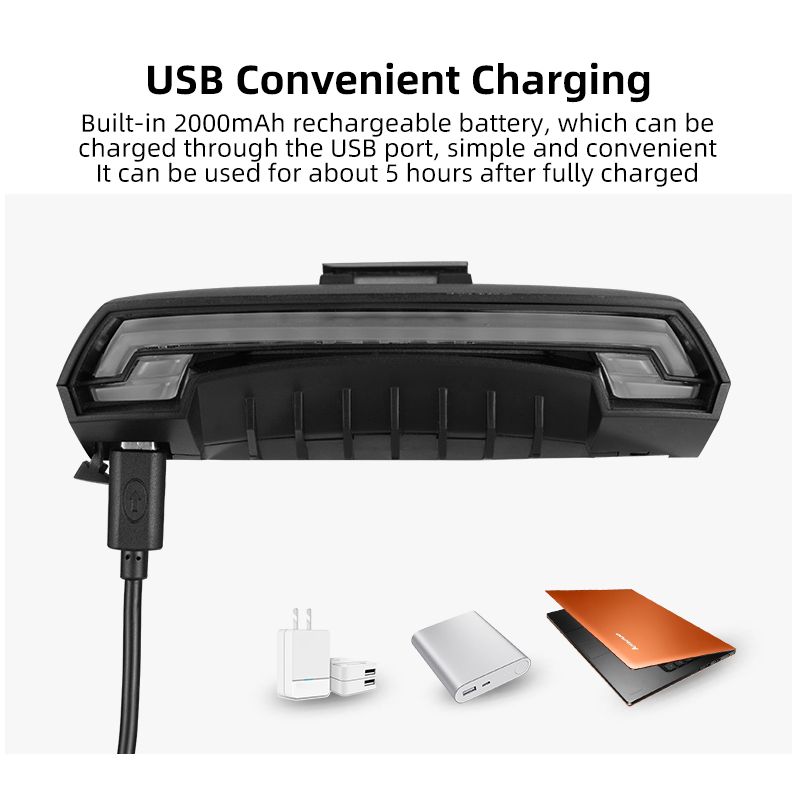 ROCKBROS LKWD-R1 Smart USB LED Fahrradlampe mit kabelloser Fernbedienung und Laserprojektor für Fahrradsicherheit