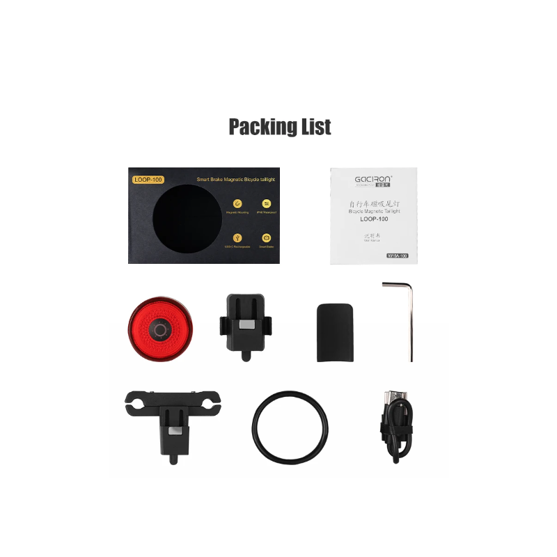 Gaciron LOOP-100 Fahrradrücklicht hohe Helligkeit Aluminiumlegierung mit Bremssensor für Straßensicherheit