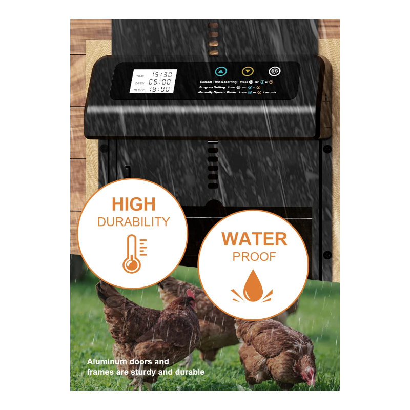 Automatische Hühnerstalltür mit eingebautem Timer Robuste wetterfeste Elektrische Hühnertür aus Edelstahl