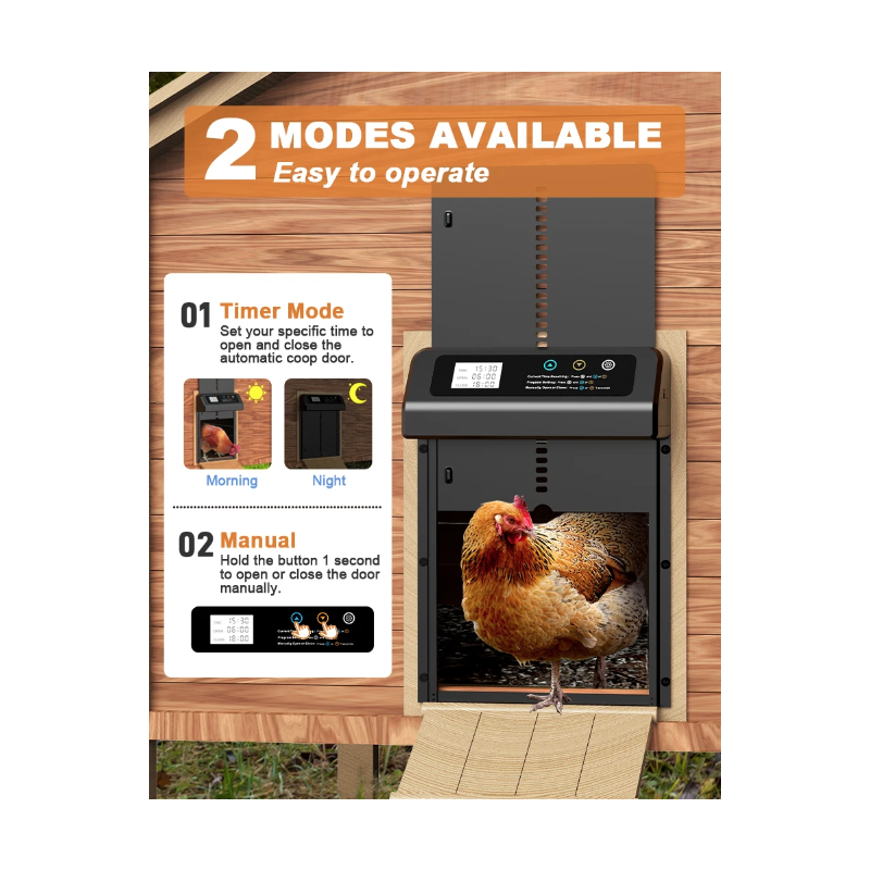 Automatische Hühnerstalltür mit eingebautem Timer Robuste wetterfeste Elektrische Hühnertür aus Edelstahl