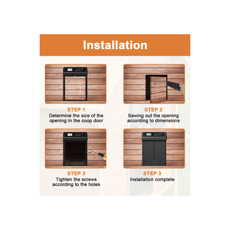 Automatische Hühnerstalltür mit eingebautem Timer Robuste wetterfeste Elektrische Hühnertür aus Edelstahl