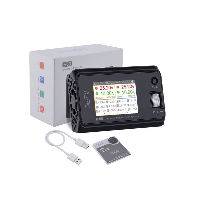 ToolkitRC M6D 500W 15A Zweikanal MINI Smart Ladegerät Entlader für LiPo LiHV LiFe NiMh Akkus RC Vielseitigkeit
