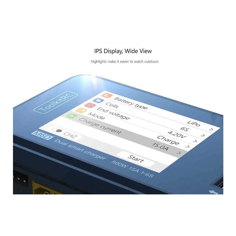 ToolkitRC M6D 500W 15A Zweikanal MINI Smart Ladegerät Entlader für LiPo LiHV LiFe NiMh Akkus RC Vielseitigkeit
