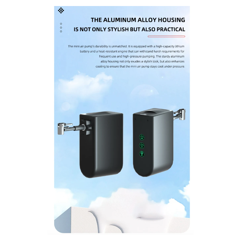 Tragbare elektrische Mini Fahrradpumpe mit hochpräzisem Drucksensor und Aluminiumlegierung für einfache Nutzung