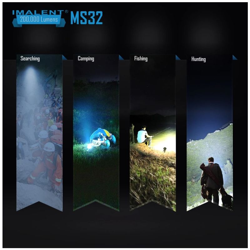 IMALENT MS32 200000 Lumen LED Taschenlampe Hochleistungstaschenlampe für Abenteuerbeleuchtung und Nachtschichtarbeit