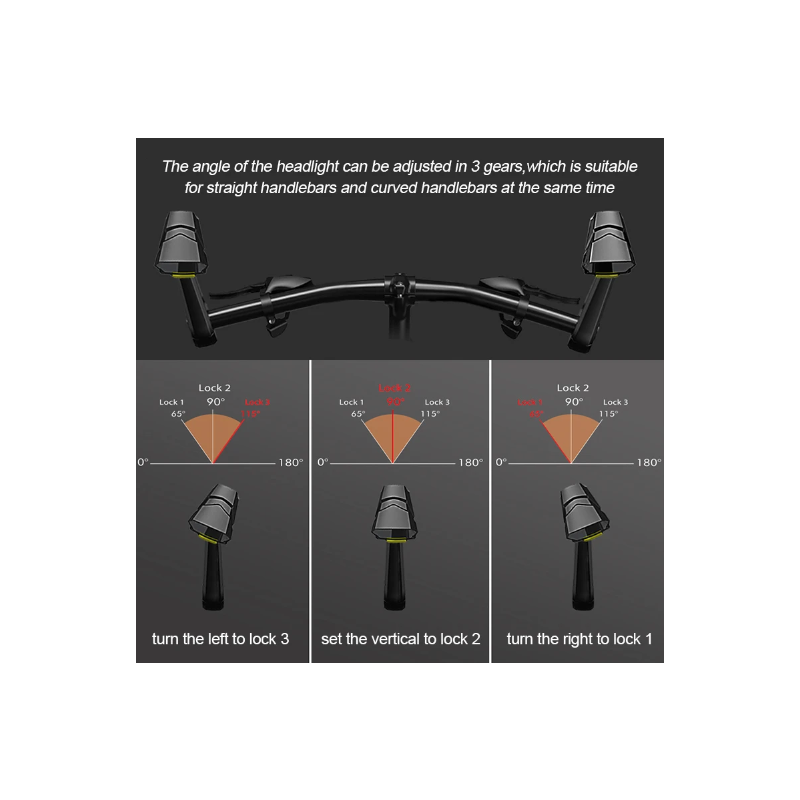 CarryBright CB800 Rückspiegel-Scheinwerfer innovatives Fahrradlicht aus Aluminiumlegierung für Fahrradsicherheit