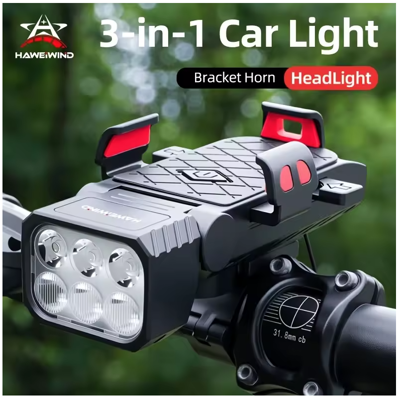 Dein smartes 3-in-1 Fahrrad Frontlicht: Handyhalterung, Hupe & Lampe für mehr Sicherheit