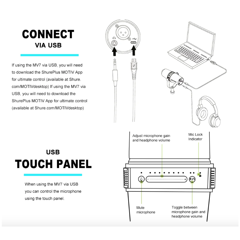 MV7 Professionelles Dynamisches Podcast Mikrofon für Aufnahme Gaming Live-Streaming und Vielseitige Konnektivität