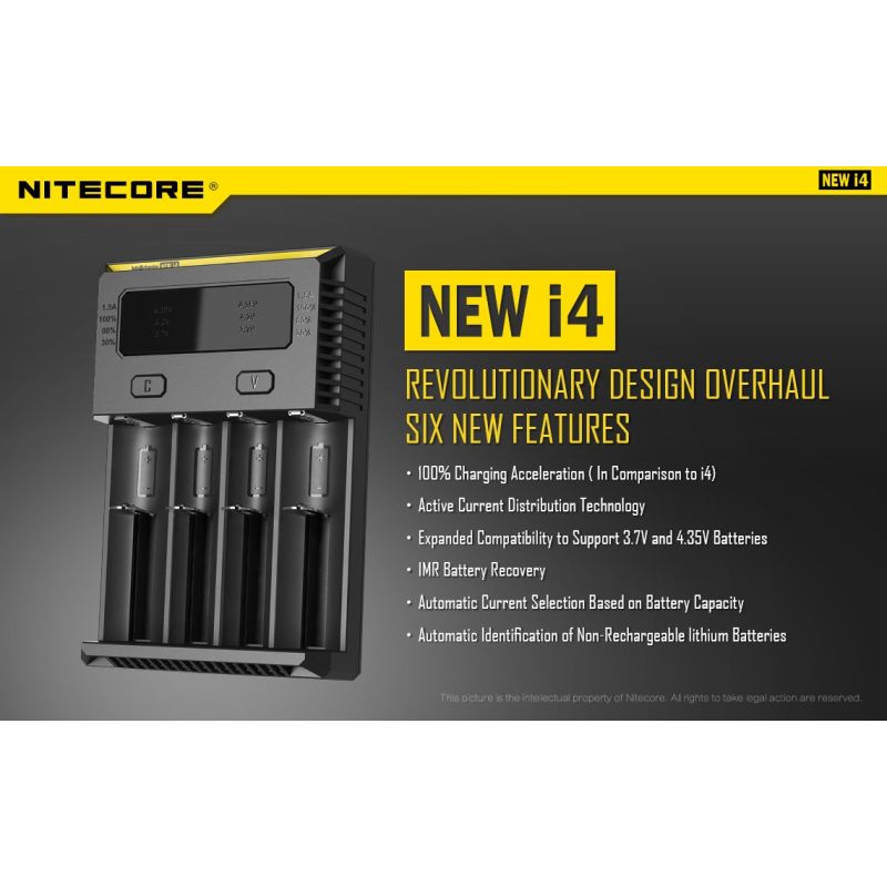 Nitecore NEW I4 Li-Ion Ladegerät intelligentes Laden für Lithium-Ionen und NiMH robuste Batteriepflege