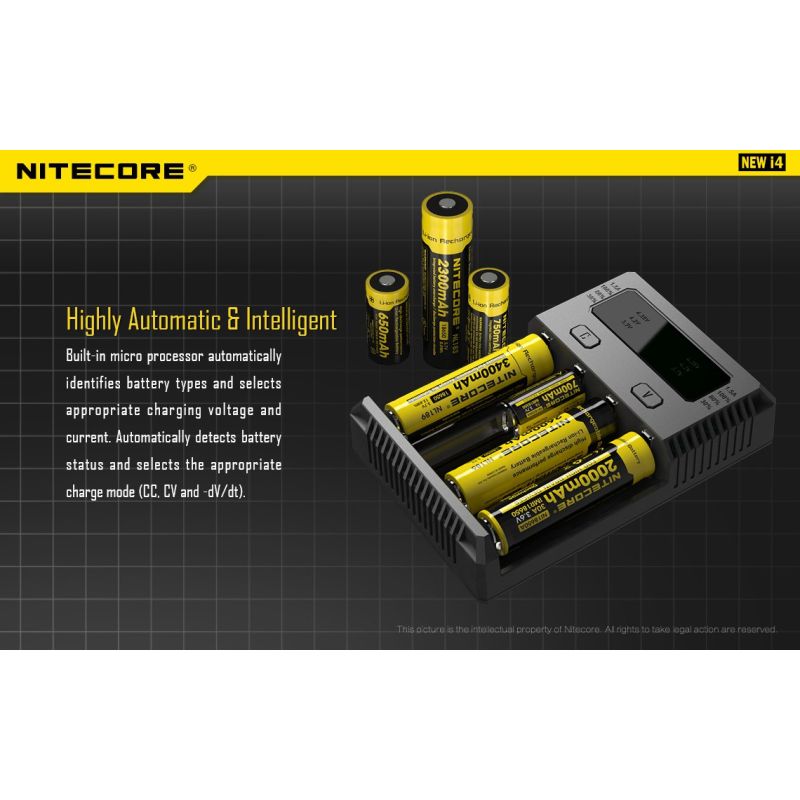 Nitecore NEW I4 Li-Ion Ladegerät intelligentes Laden für Lithium-Ionen und NiMH robuste Batteriepflege