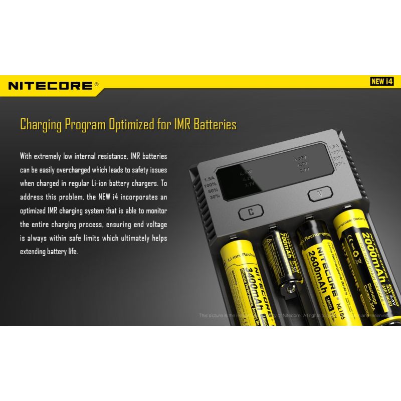 Nitecore NEW I4 Li-Ion Ladegerät intelligentes Laden für Lithium-Ionen und NiMH robuste Batteriepflege