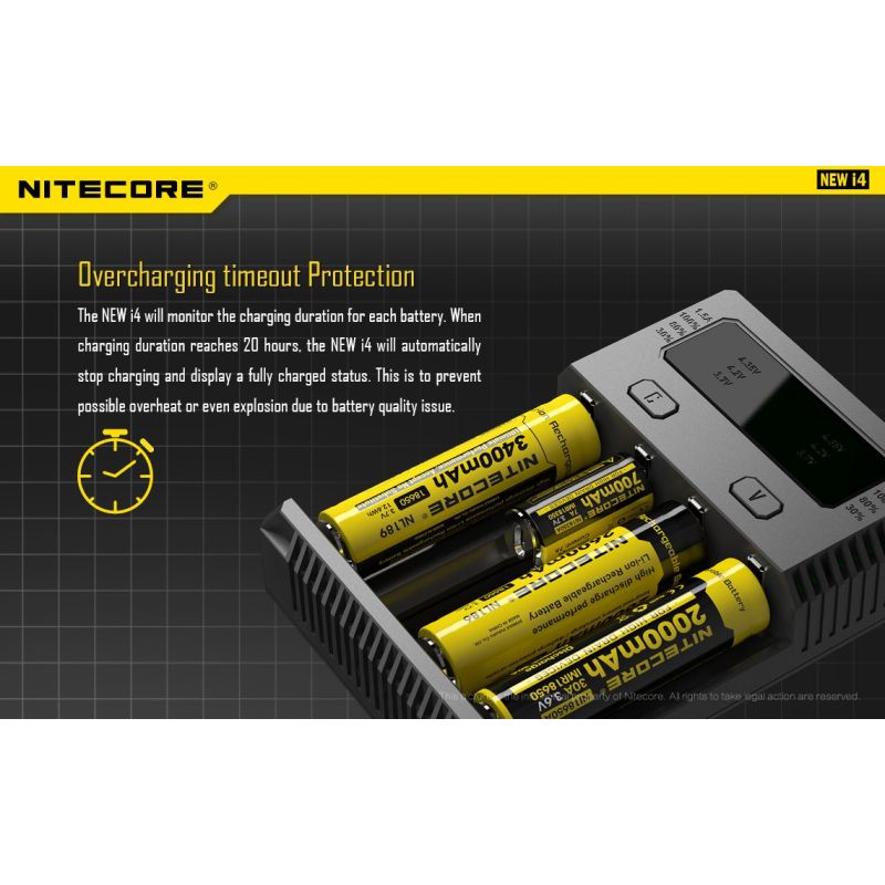 Nitecore NEW I4 Li-Ion Ladegerät intelligentes Laden für Lithium-Ionen und NiMH robuste Batteriepflege