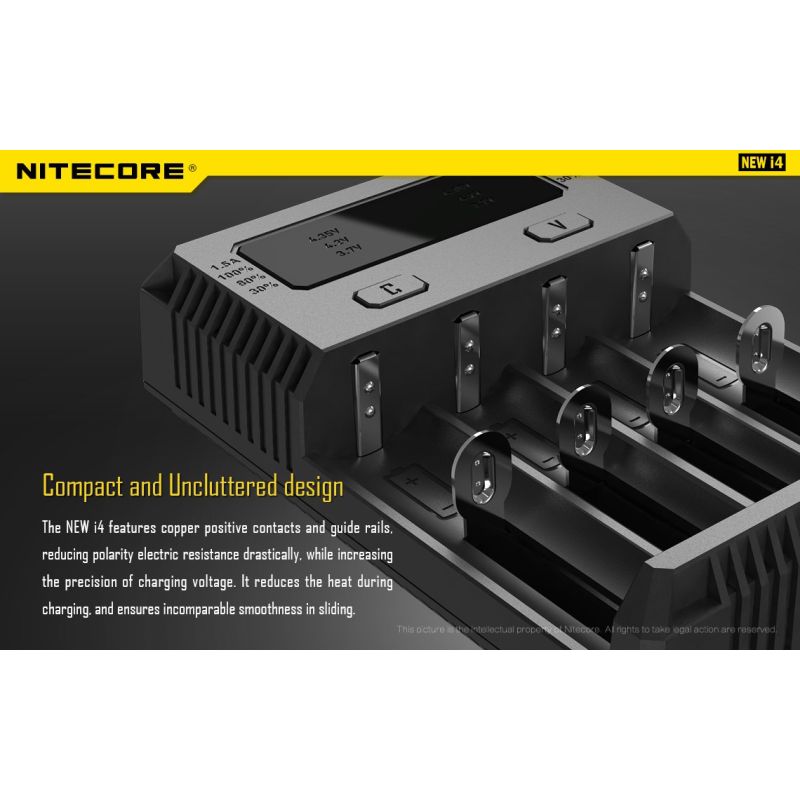 Nitecore NEW I4 Li-Ion Ladegerät intelligentes Laden für Lithium-Ionen und NiMH robuste Batteriepflege