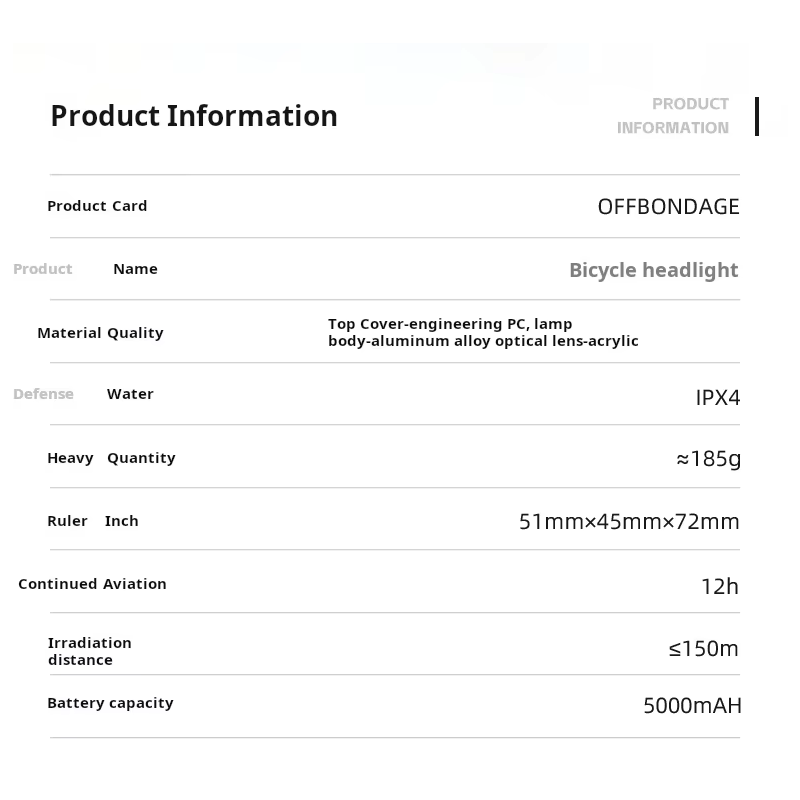 OFF-N5 Fahrradlicht 1000 Lumen USB aufladbar | MTB Rennrad Frontlicht | Wasserdichte Fahrradlampe Tag & Nacht