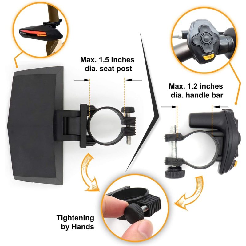 Sicher unterwegs! Ampulla C1 LED Fahrrad Rücklicht mit Laser Fahrspur, Blinker & Fernbedienung, wiederaufladbar.