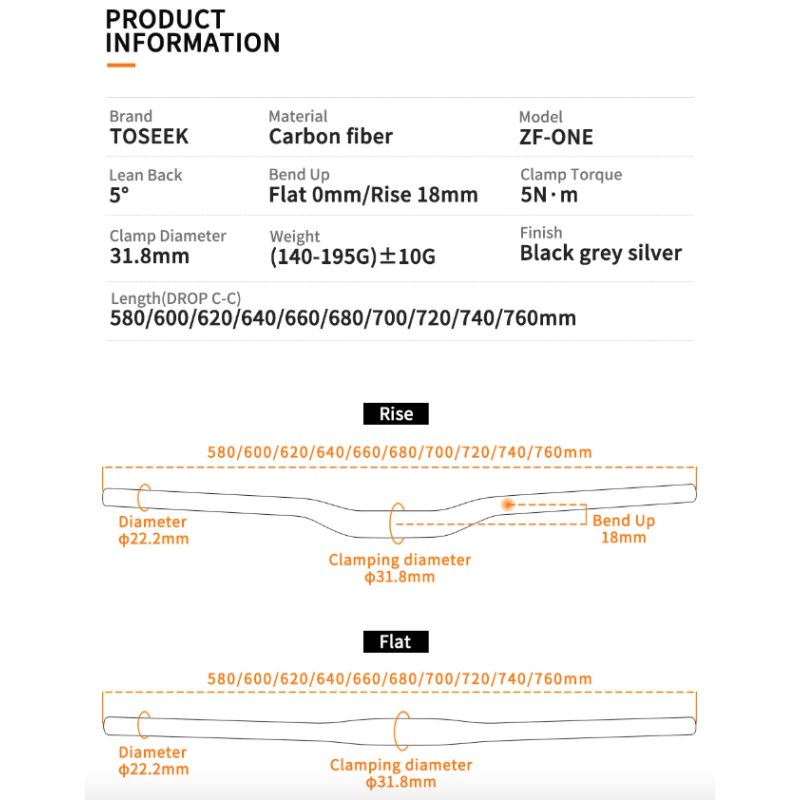 Entdecken Sie den TOSEEK ZF-ONE MTB Lenker Vollcarbon 580-760mm Leichtgewichtiger Fahrrad Zubehör matt Schwarz