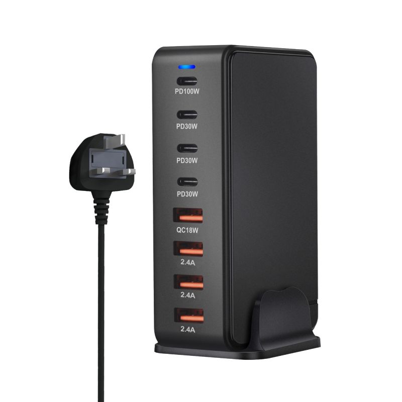 240W Desktop GaN Ladegerät 8-Port USB Typ C Schnellladung 3.0 Mehrgeräte-Ladegerät für Smartphone Tablet Laptop