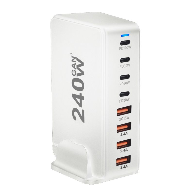 240W Desktop GaN Ladegerät 8-Port USB Typ C Schnellladung 3.0 Mehrgeräte-Ladegerät für Smartphone Tablet Laptop