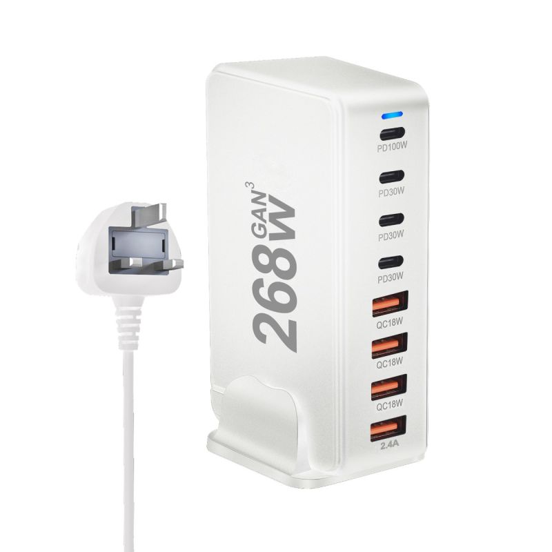 240W Desktop GaN Ladegerät 8-Port USB Typ C Schnellladung 3.0 Mehrgeräte-Ladegerät für Smartphone Tablet Laptop