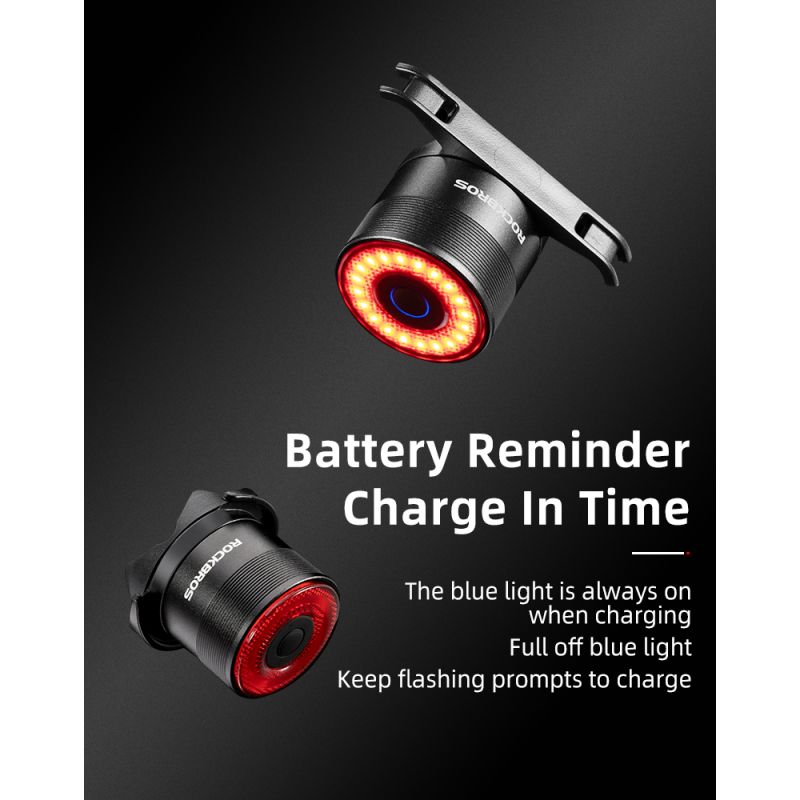 ROCKBROS Q3 Fahrrad Rücklicht MTB Rennrad mit Smart Bremssensor IPX6 wasserdicht für sicheres Nacht Radfahren