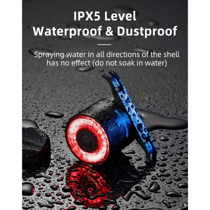 ROCKBROS Q3 Fahrrad Rücklicht MTB Rennrad mit Smart Bremssensor IPX6 wasserdicht für sicheres Nacht Radfahren