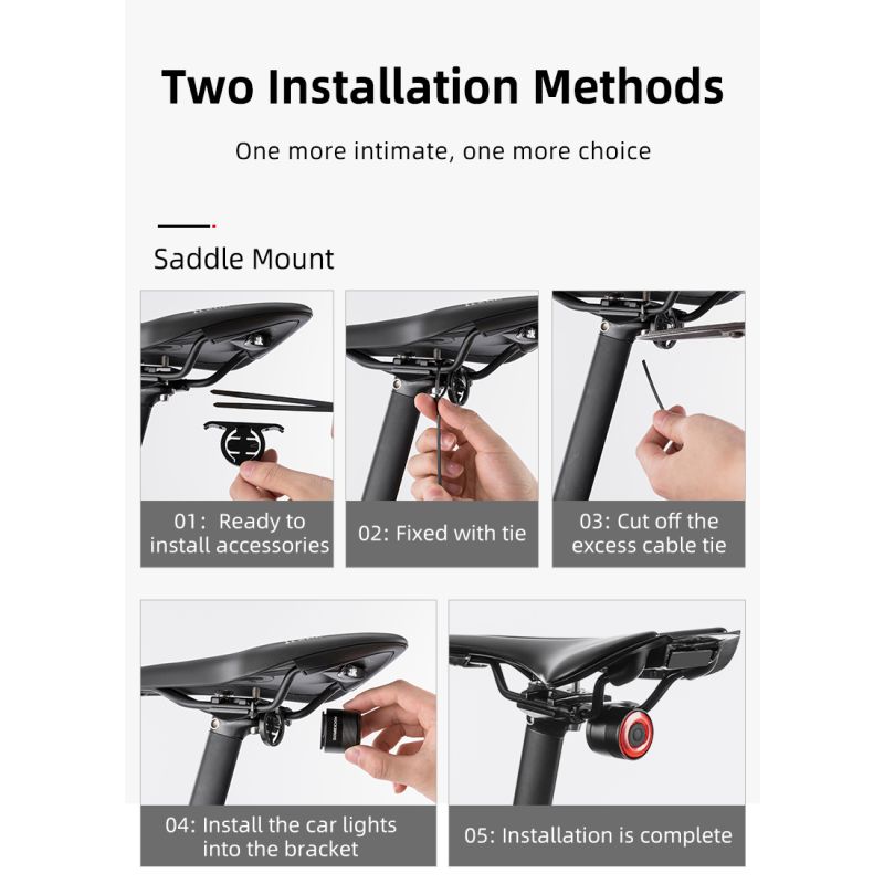 ROCKBROS Q3 Fahrrad Rücklicht MTB Rennrad mit Smart Bremssensor IPX6 wasserdicht für sicheres Nacht Radfahren