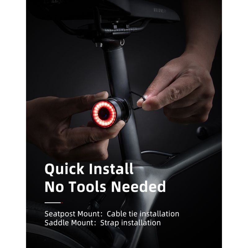 ROCKBROS Q3 Fahrrad Rücklicht MTB Rennrad mit Smart Bremssensor IPX6 wasserdicht für sicheres Nacht Radfahren