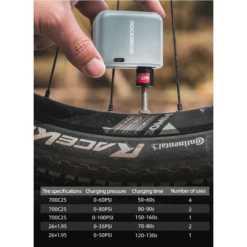 ROCKBROS tragbare Fahrradpumpe Mini-Elektro-Luftpumpe 100PSI für Auto Motorrad Fahrrad langlebig leicht