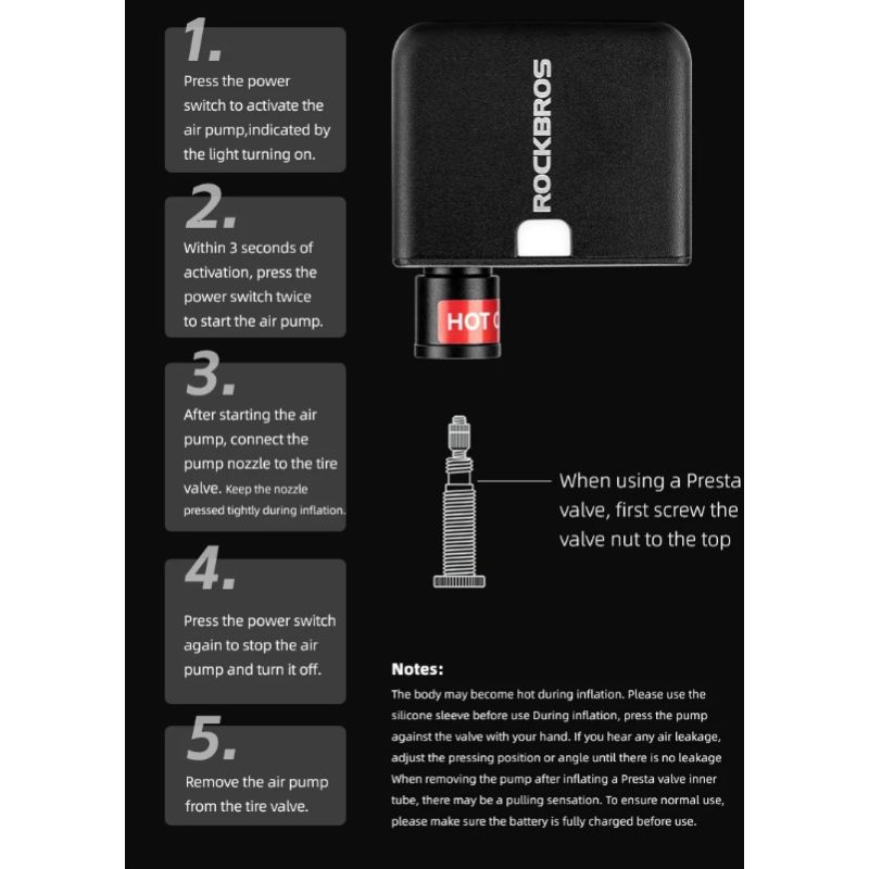 ROCKBROS tragbare Fahrradpumpe Mini-Elektro-Luftpumpe 100PSI für Auto Motorrad Fahrrad langlebig leicht