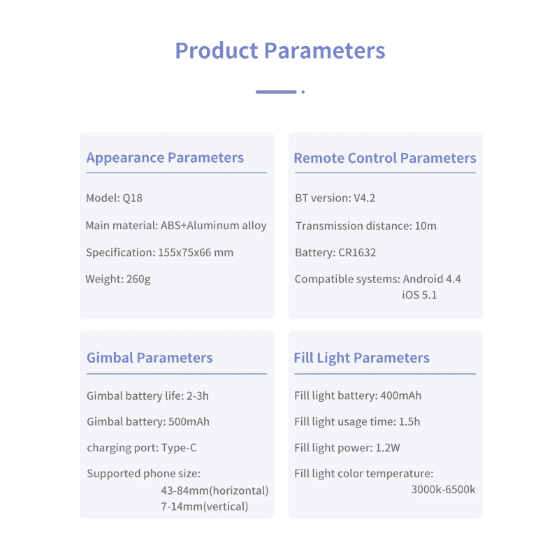 Q18 Selfie Stick mit 360 Grad Drehung Gimbal Stabilisator Intelligentes Tracking Fotografie Zubehör