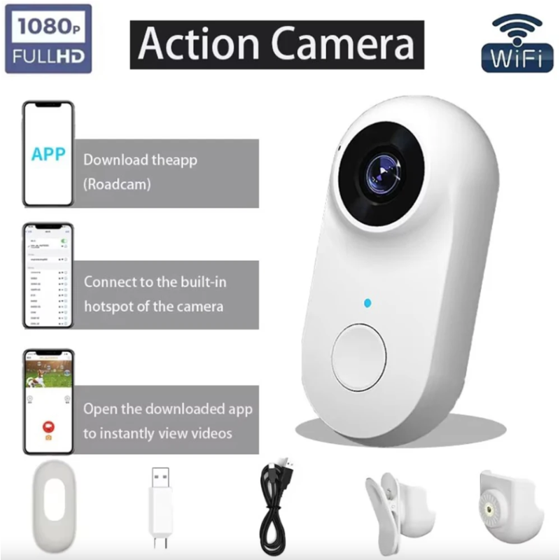 Mini WIFI Kamera: HD Sportkamera, Motorrad Video Recorder, tragbare Pocket Haustierkamera 1080P