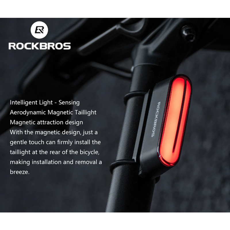 ROCKBROS Smart Sensor Fahrradrücklicht Magnetisch IPX6 Wasserdicht | Automatisches Sicherheitslicht für Nachtfahrten Mountainbike Citybike