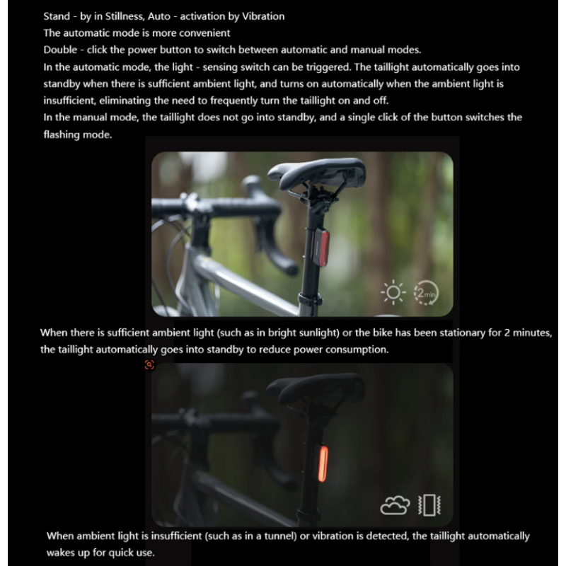 ROCKBROS Smart Sensor Fahrradrücklicht Magnetisch IPX6 Wasserdicht | Automatisches Sicherheitslicht für Nachtfahrten Mountainbike Citybike