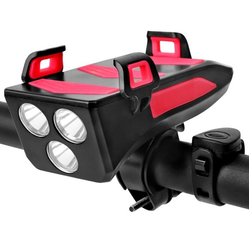 Multifunktionales 4 in 1 Fahrradlicht 800 Lumen mit Fahrradhorn Telefonhalter Powerbank Fahrrad Zubehör