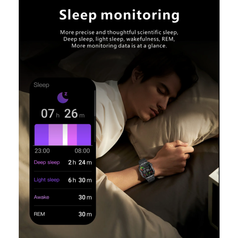 QX11 Smartwatch Herren, IP68 5ATM Outdoor Sport Fitness Tracker mit BT Call & Gesundheitsmonitor