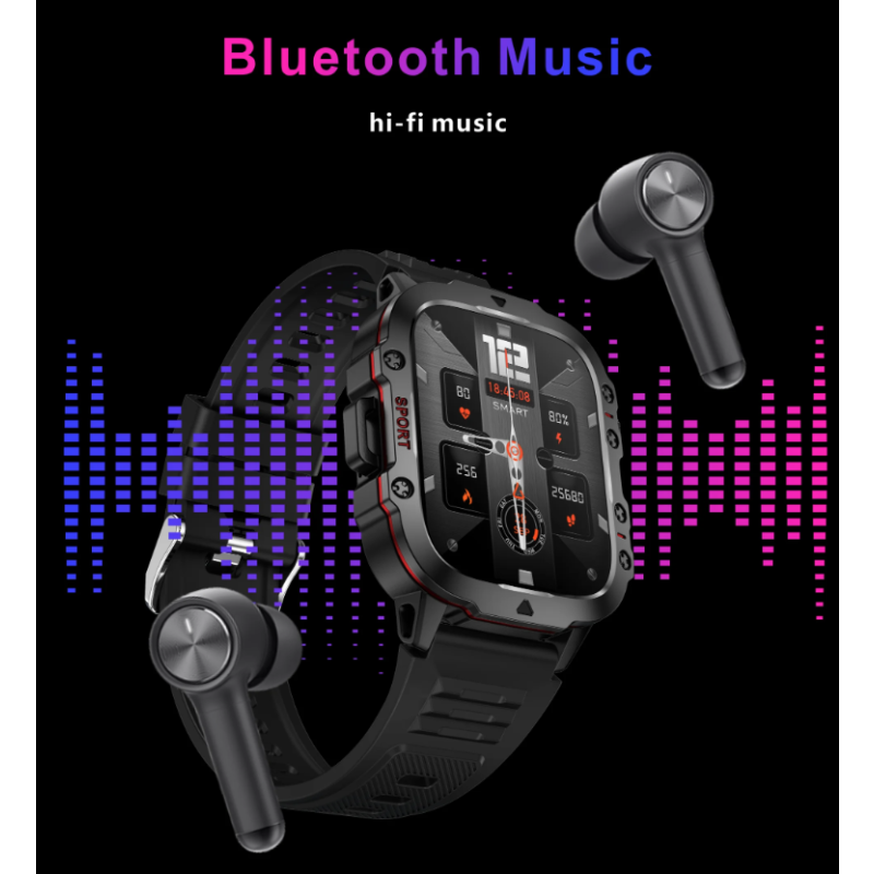 QX11 Smartwatch Herren, IP68 5ATM Outdoor Sport Fitness Tracker mit BT Call & Gesundheitsmonitor