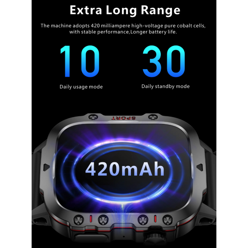 QX11 Smartwatch Herren, IP68 5ATM Outdoor Sport Fitness Tracker mit BT Call & Gesundheitsmonitor