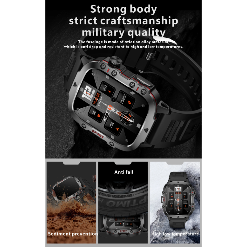 QX11 Smartwatch Herren, IP68 5ATM Outdoor Sport Fitness Tracker mit BT Call & Gesundheitsmonitor