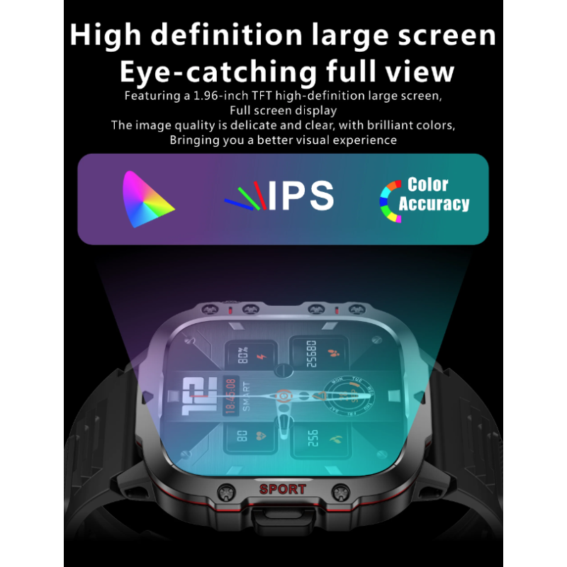 QX11 Smartwatch Herren, IP68 5ATM Outdoor Sport Fitness Tracker mit BT Call & Gesundheitsmonitor