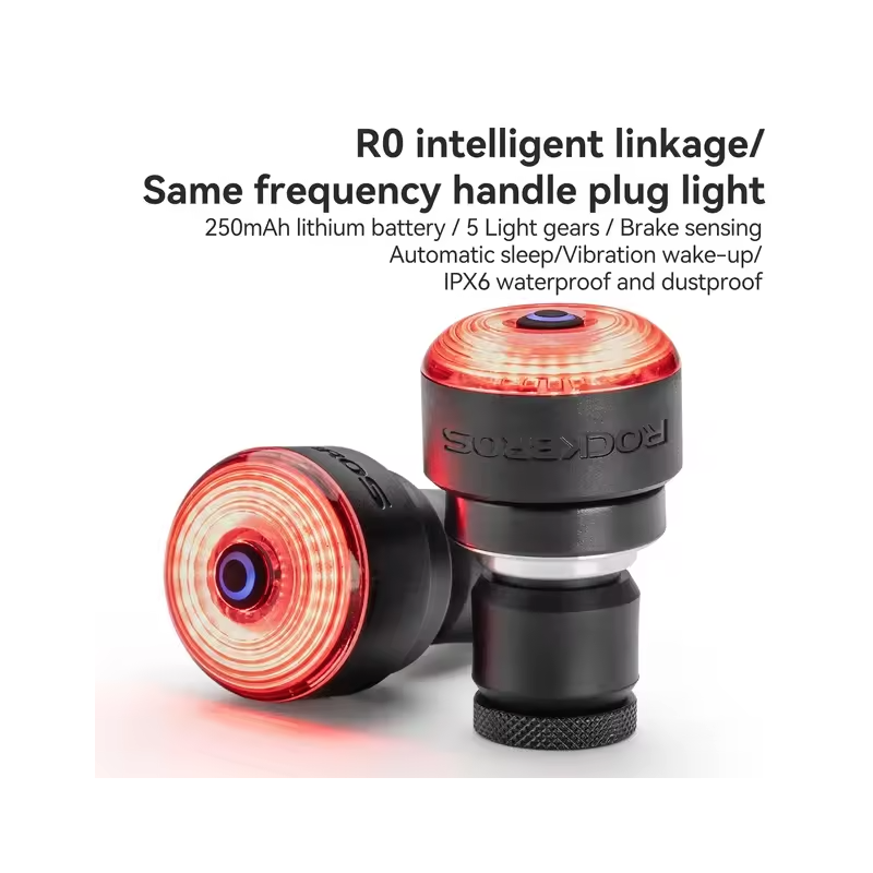 ROCKBROS R0 Lenkerendstopfen Fahrradlicht Typ-C | Rücklicht für MTB & Rennrad - Mehr Sicherheit