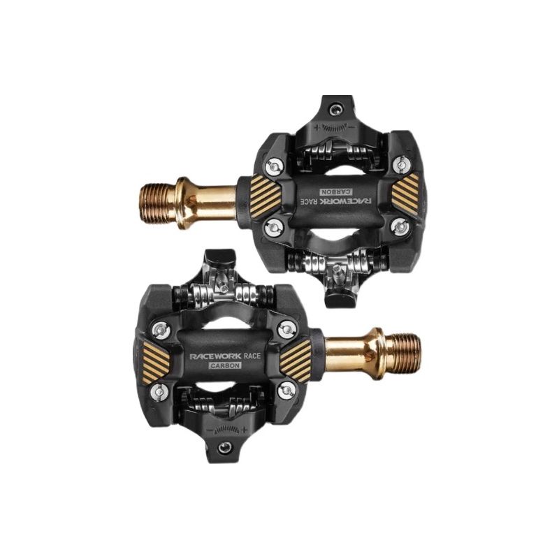 RACEWORK MTB Pedale selbstverriegelnd langlebig mit Carbon Chromstahl für Mountainbike Trailfahren Komfort