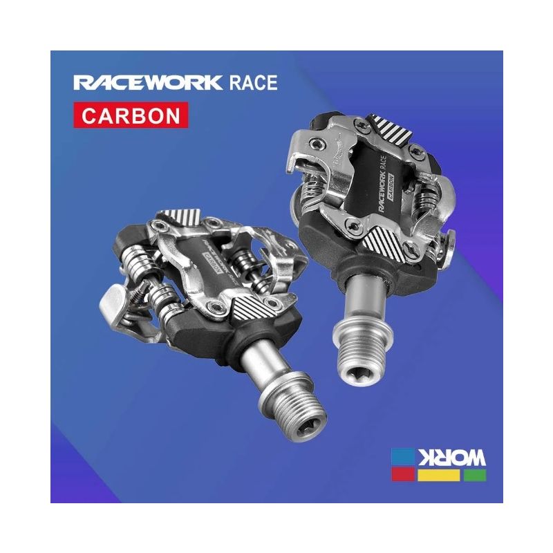 RACEWORK MTB Pedale selbstverriegelnd langlebig mit Carbon Chromstahl für Mountainbike Trailfahren Komfort