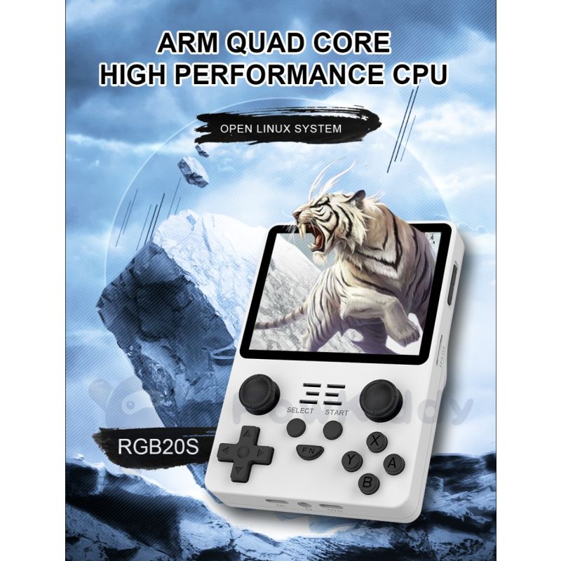 POWKIDDY RGB20S Handheld-Spielkonsole Retro-Gaming 3,5 Zoll HD-Display Geschenk für Kinder immersive Grafiken